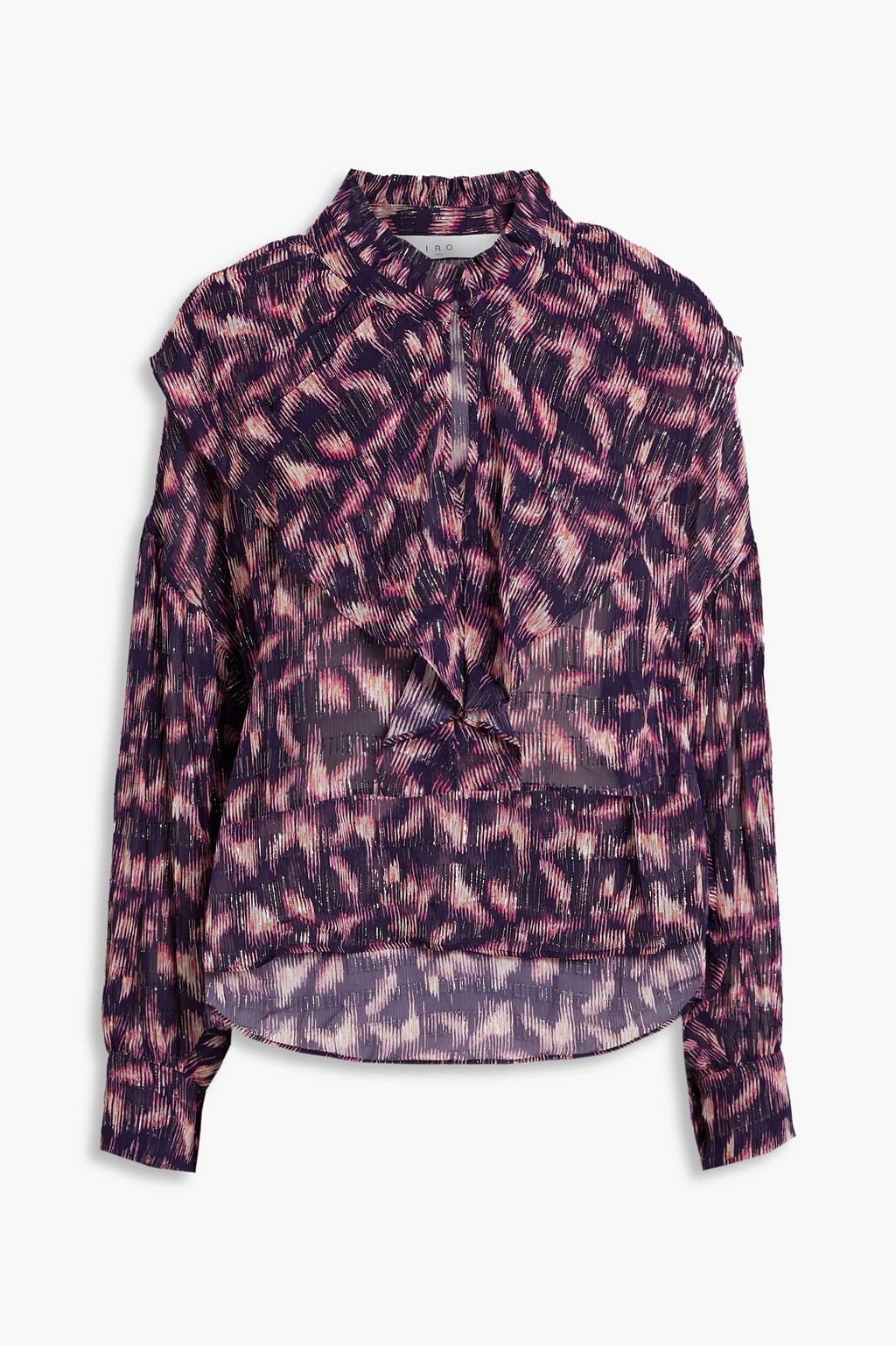 IRO Tchami ruffled printed fil coupé georgette blouse | THE OUTNET