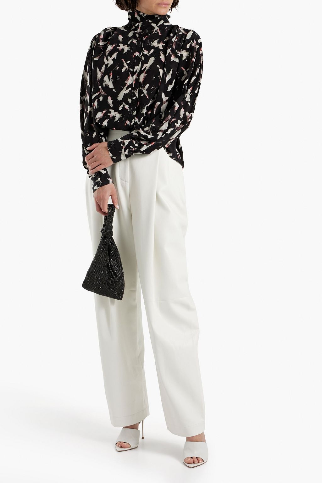 IRO Avila pleated printed crepe de chine blouse