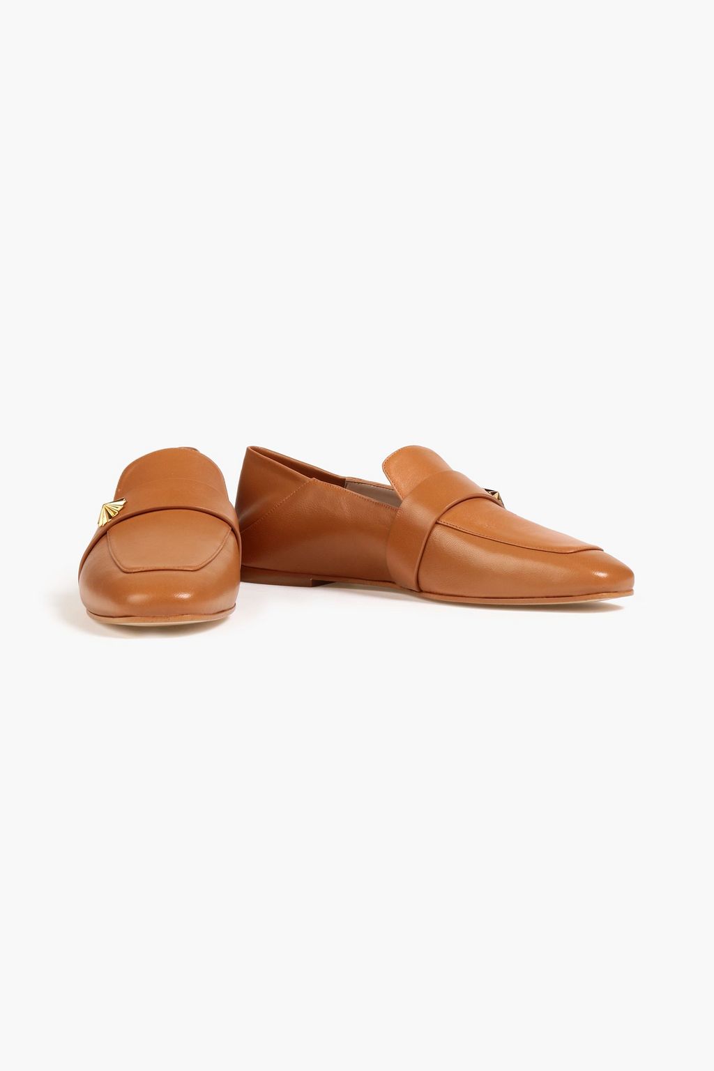 STUART WEITZMAN Embellished leather collapsible-heel loafers