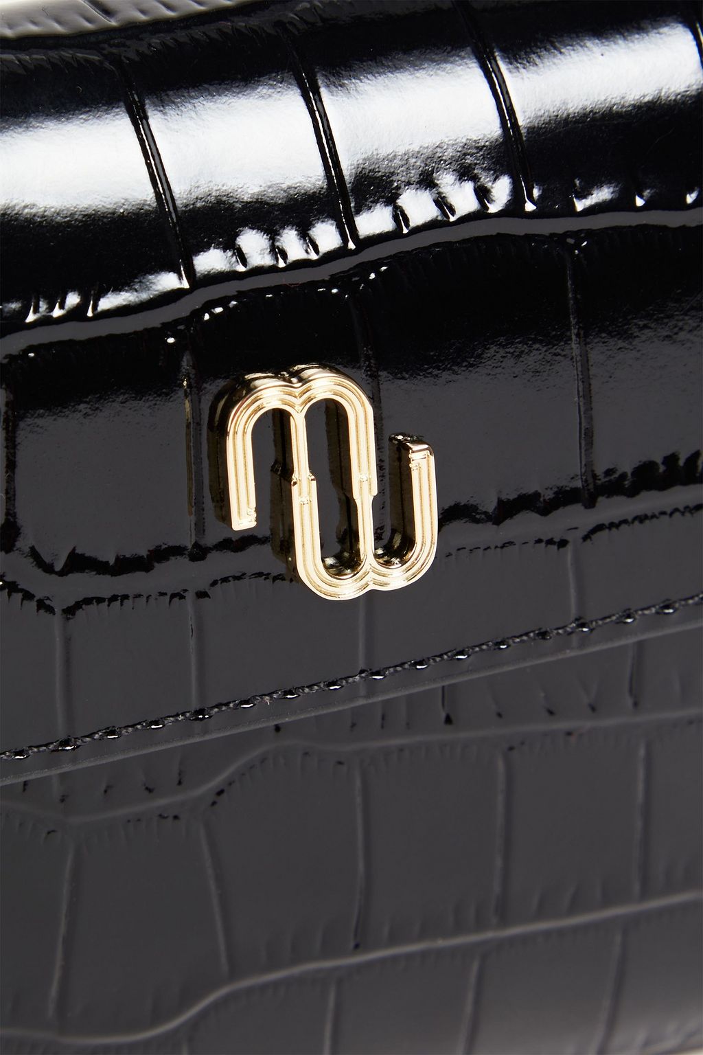 MAJE Glossed croc-effect leather shoulder bag