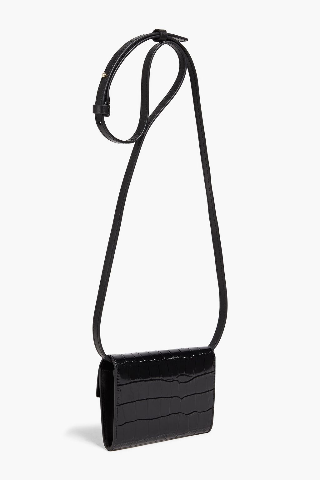 MAJE Glossed croc-effect leather shoulder bag