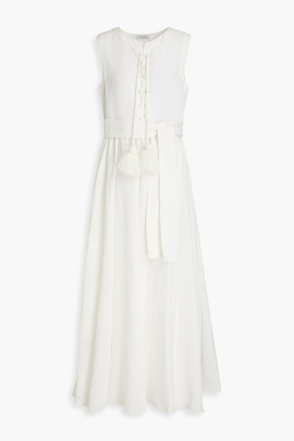 Fil de Vie - Althea gathered linen midi dress