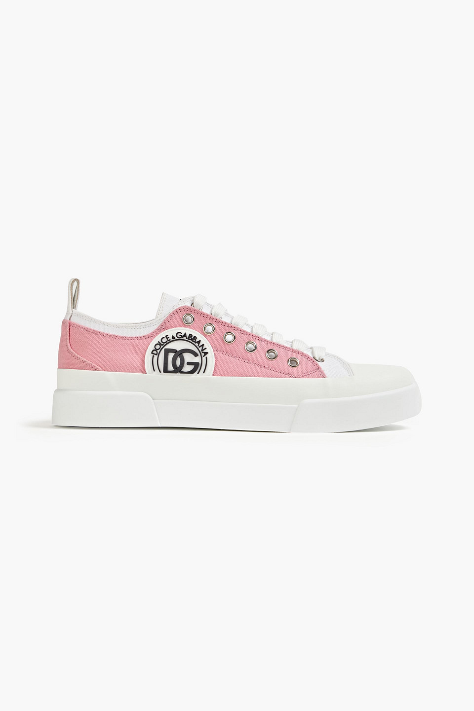 Dolce & Gabbana Two-tone Logo-appliquéd Canvas Trainers In Pink