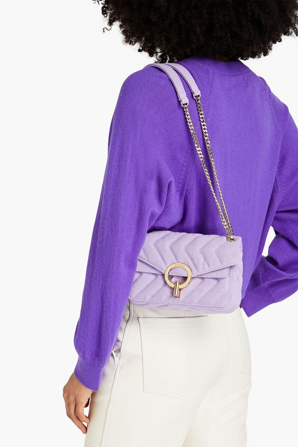 SANDRO Yza quilted canvas shoulder bag THE