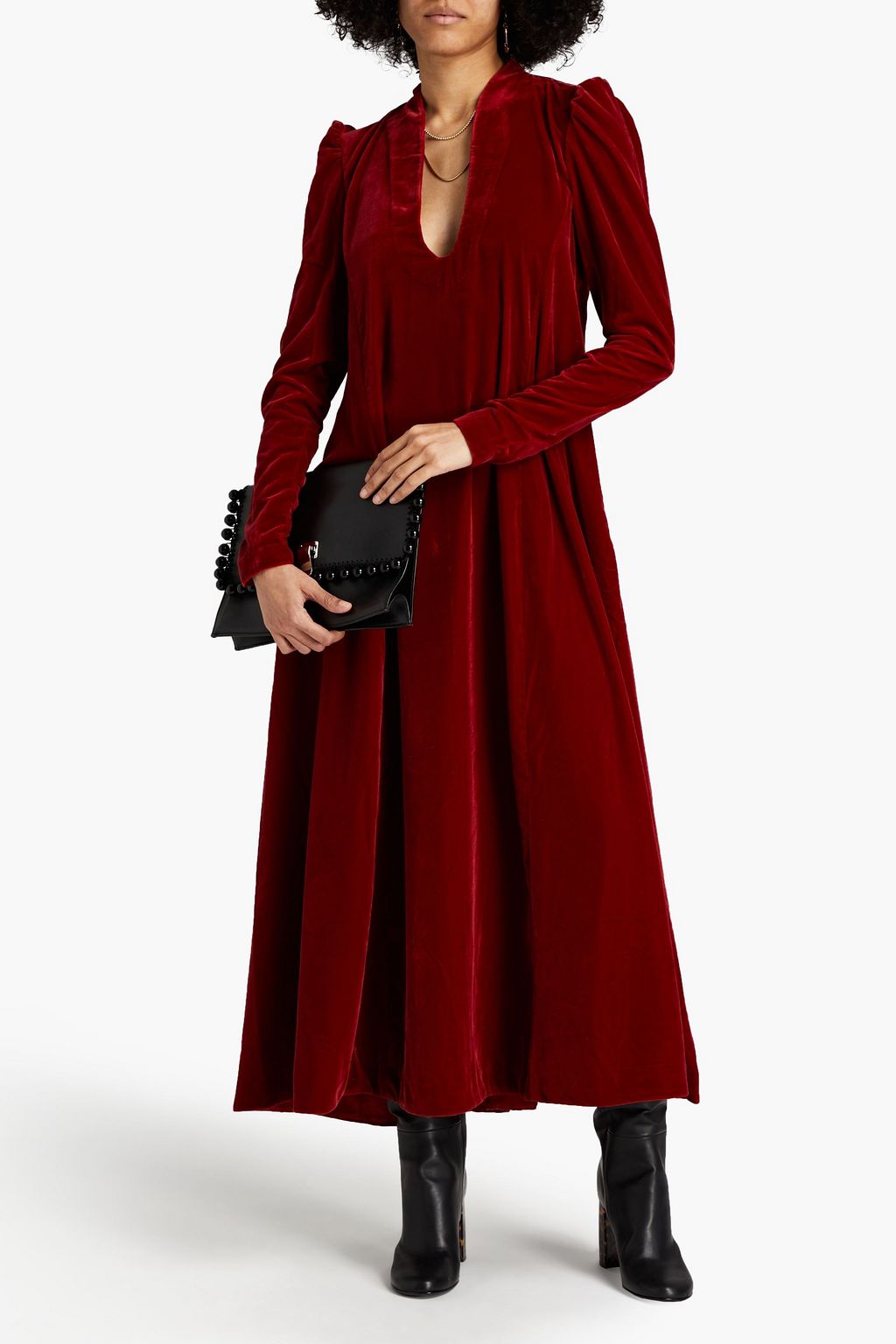 FIL DE VIE Virginia Maxikleid aus Samt mit Raffung