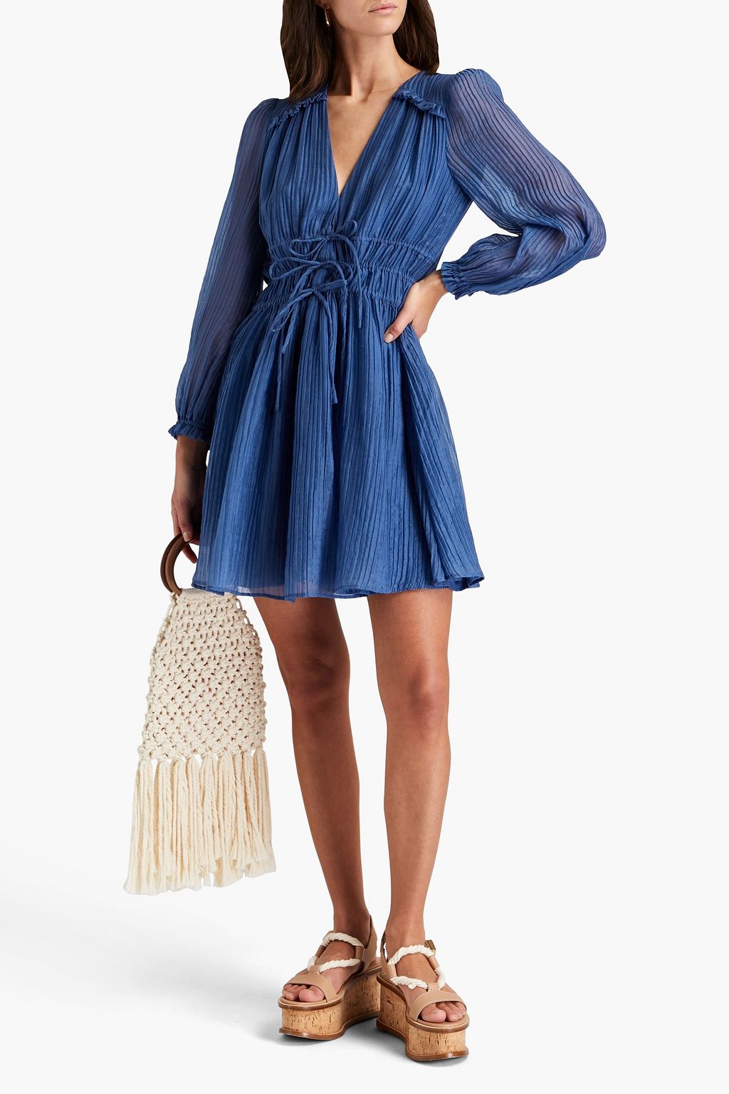 MAJE Plissé Lyocell-blend mini dress | THE OUTNET MAJE Plissé Lyocell-blend mini dress | THE OUTNET