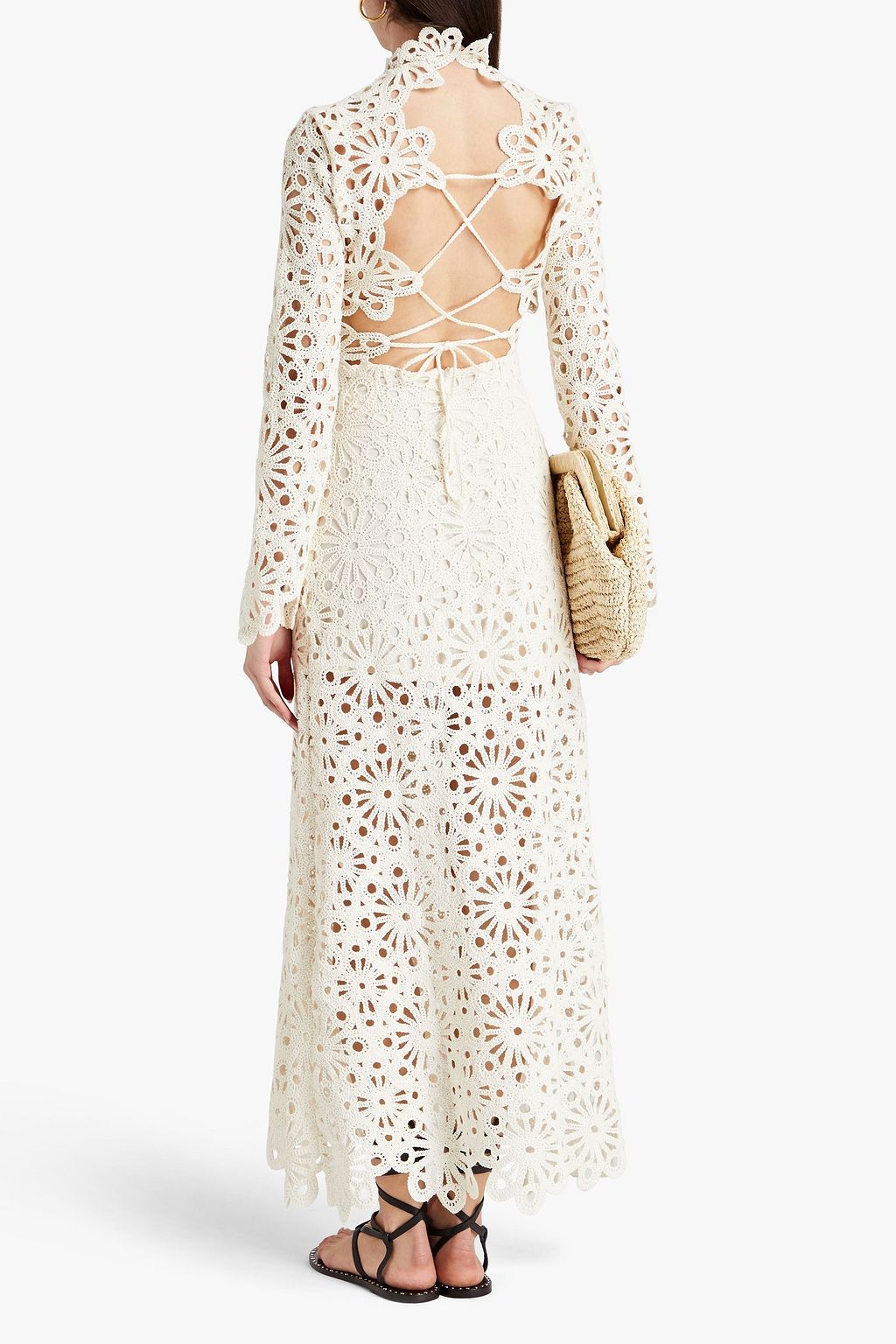 MAJE Cotton-blend crocheted lace maxi dress