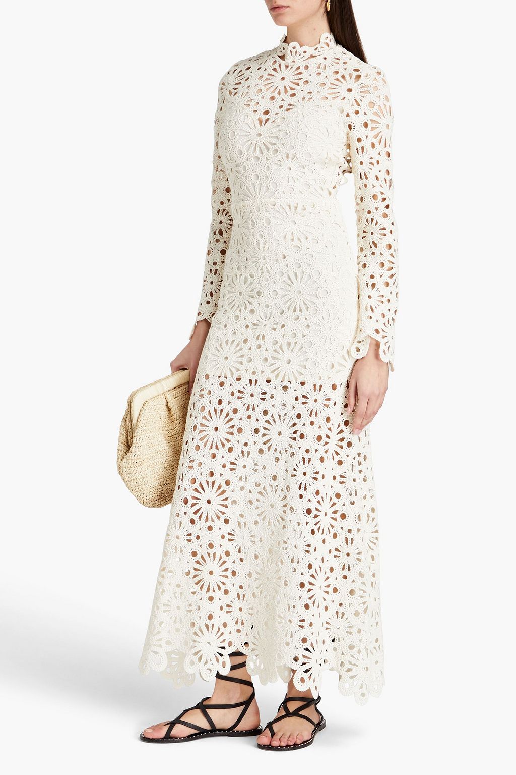 MAJE Cotton-blend crocheted lace maxi dress