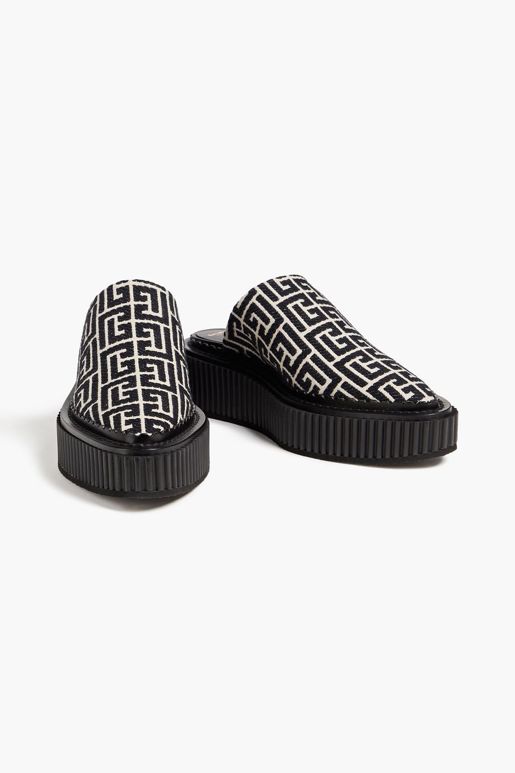 BALMAIN 우다 50 로고 자카드 뮬