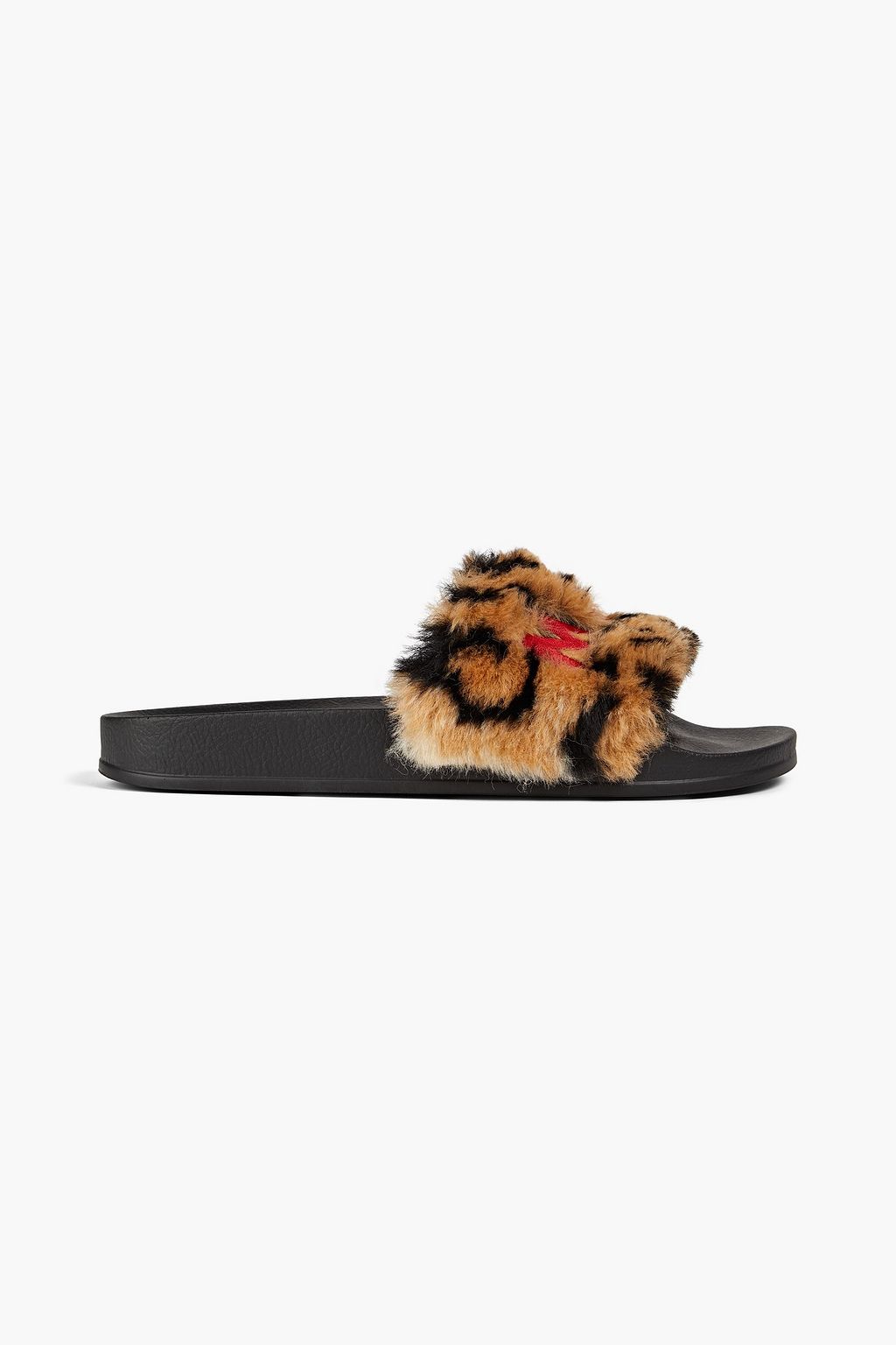 MARNI Embroidered leopard print faux fur slides THE OUTNET