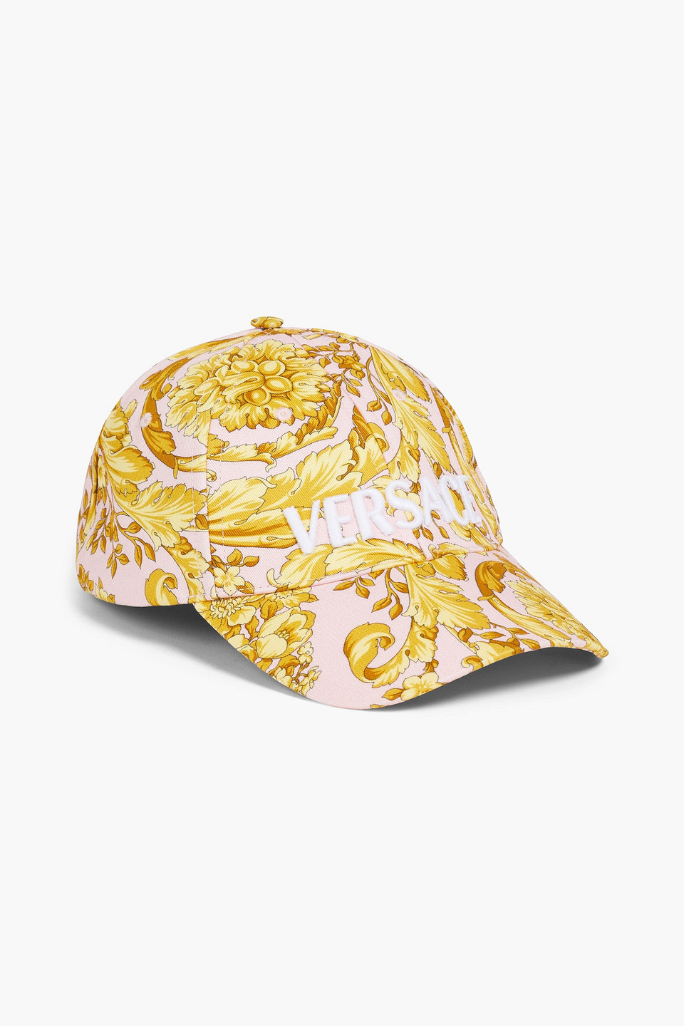 Versace Printed Cotton-twill Cap In Gold