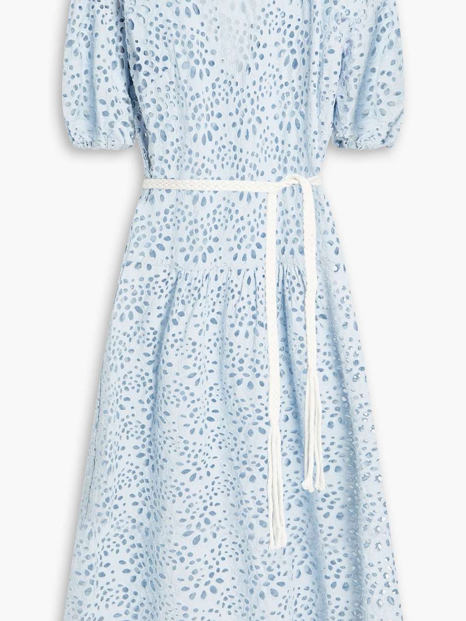 belted broderie anglaise cotton midi dress