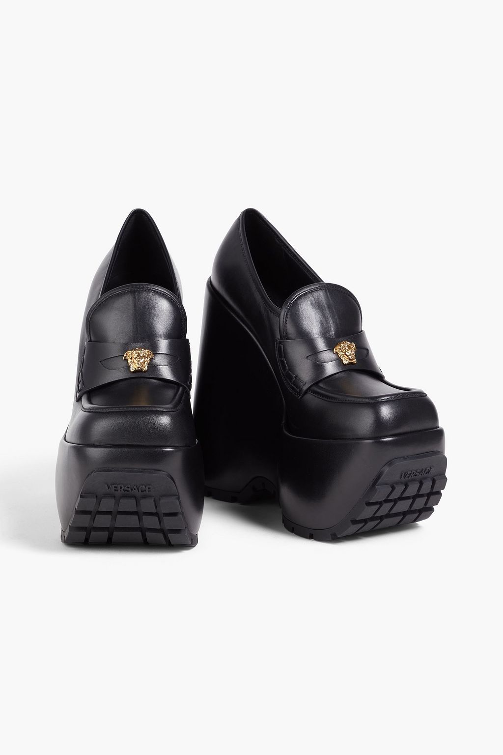 VERSACE レザー ウェッジ プラットフォームローファー