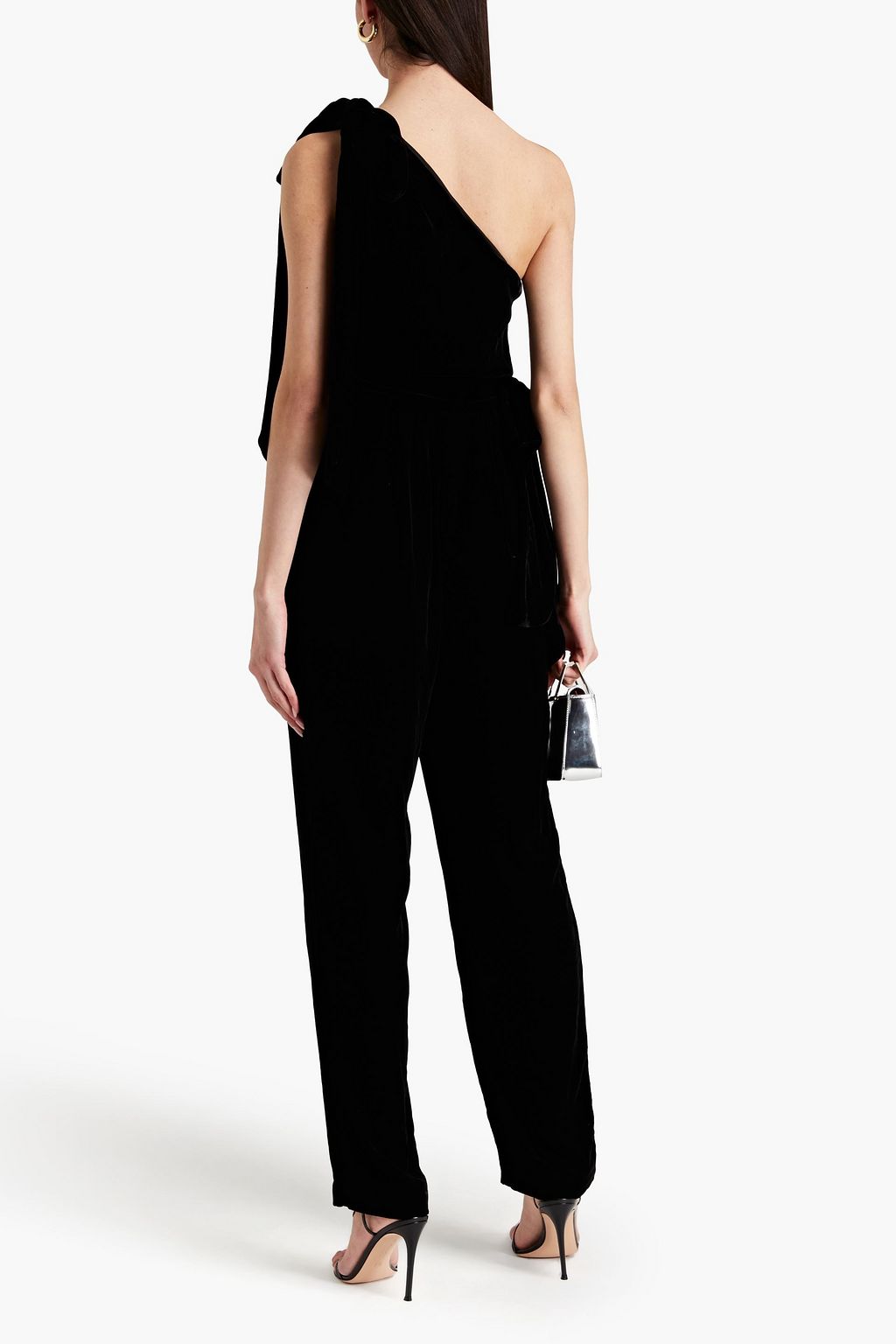 LES RÊVERIES Oneshoulder bowembellished velvet jumpsuit THE