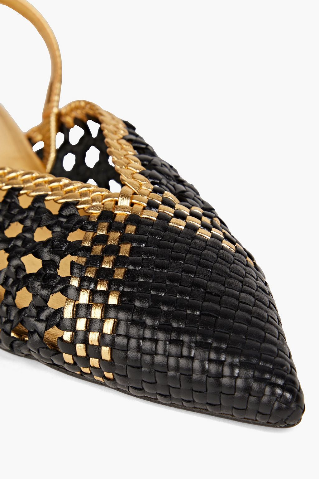 SANDRO Woven leather slingback point-toe flats