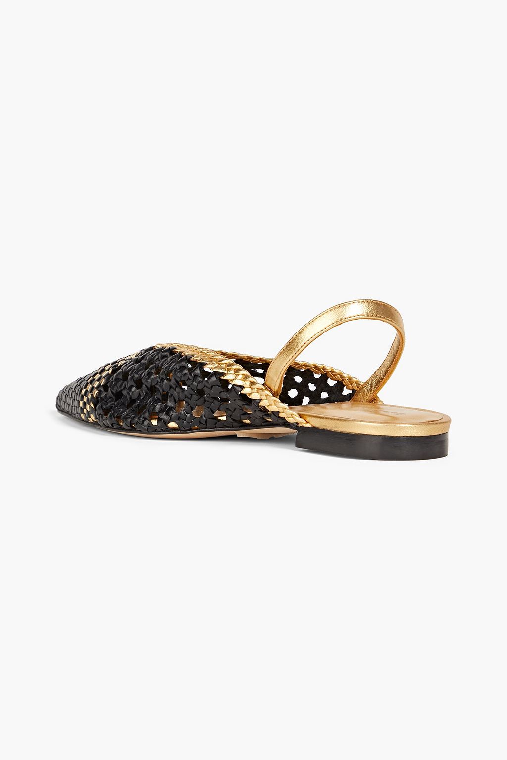 SANDRO Woven leather slingback point-toe flats
