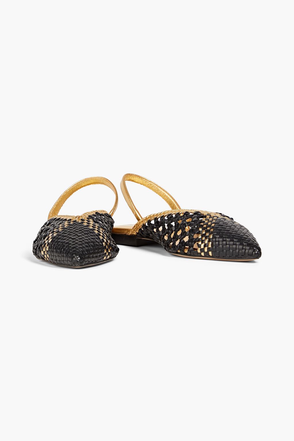 SANDRO Woven leather slingback point-toe flats