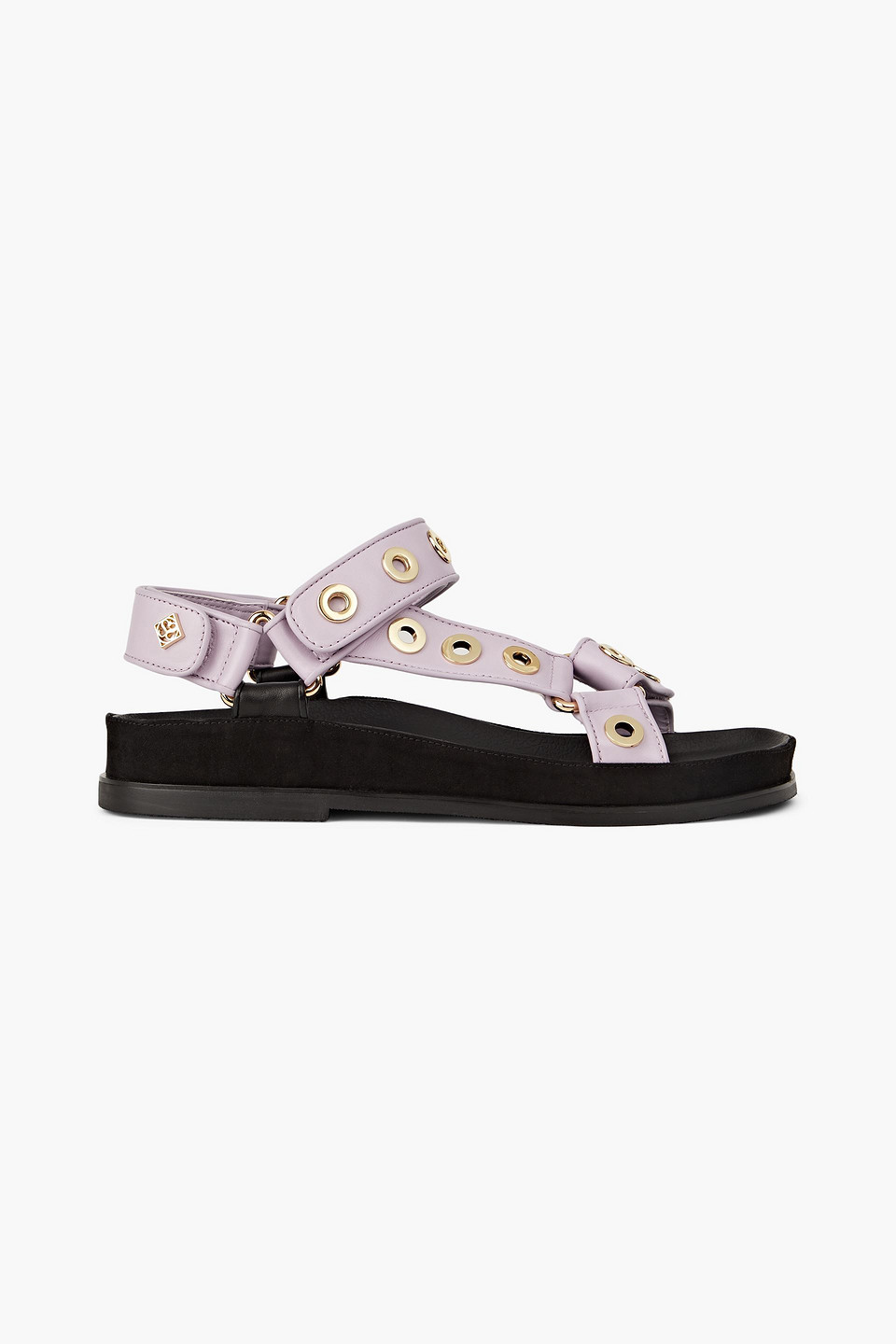 Shop Sandro Nelias Eyelet-embellished Leather Sandals In Lilac