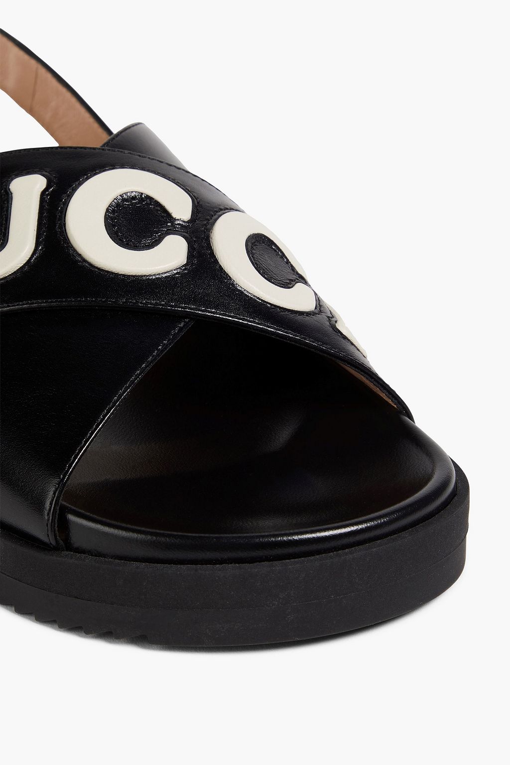GUCCI صندل بحزام خلفي من الجلد برقعة زخرفية