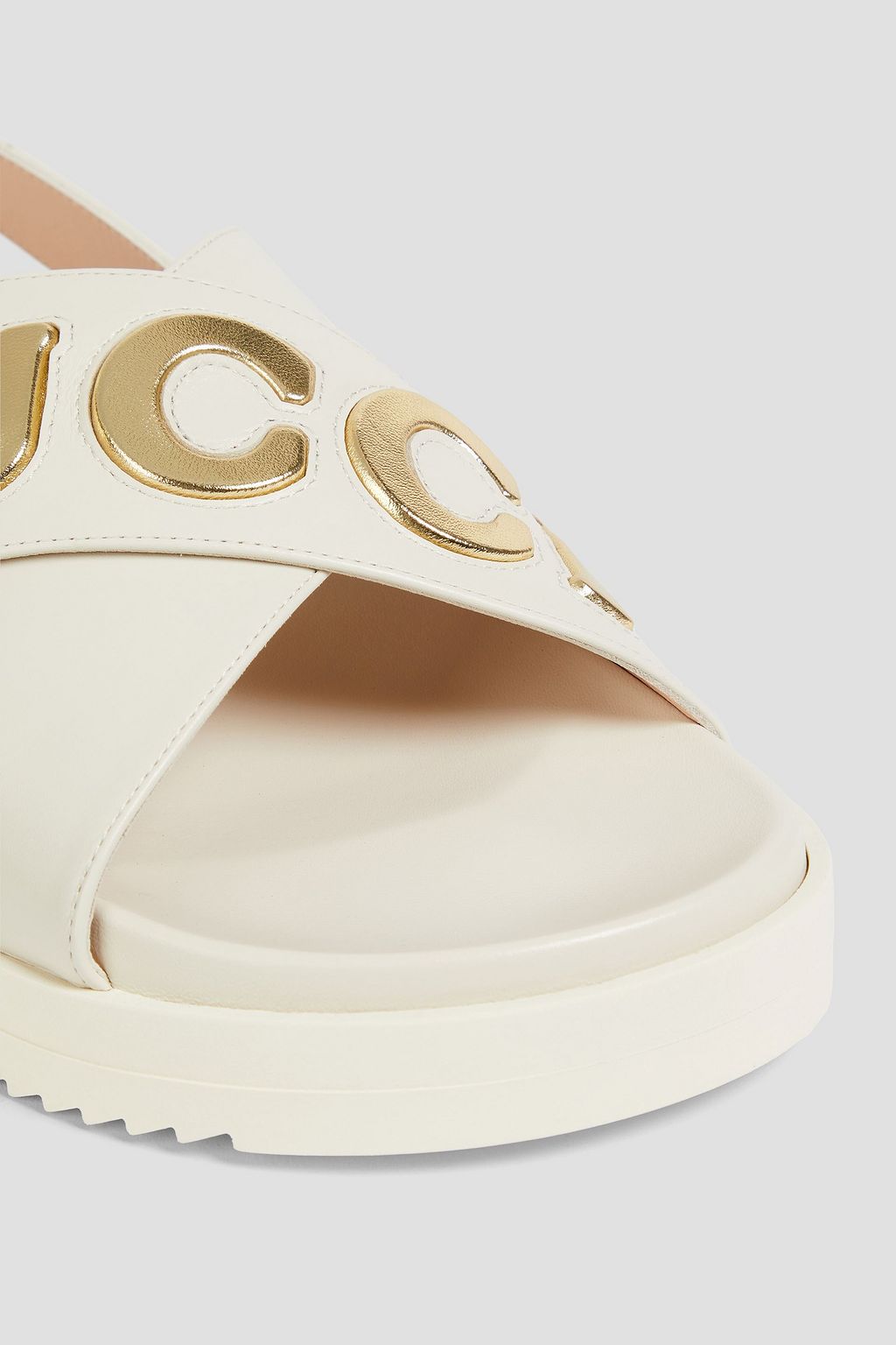 GUCCI صندل بحزام خلفي من الجلد برقعة زخرفية