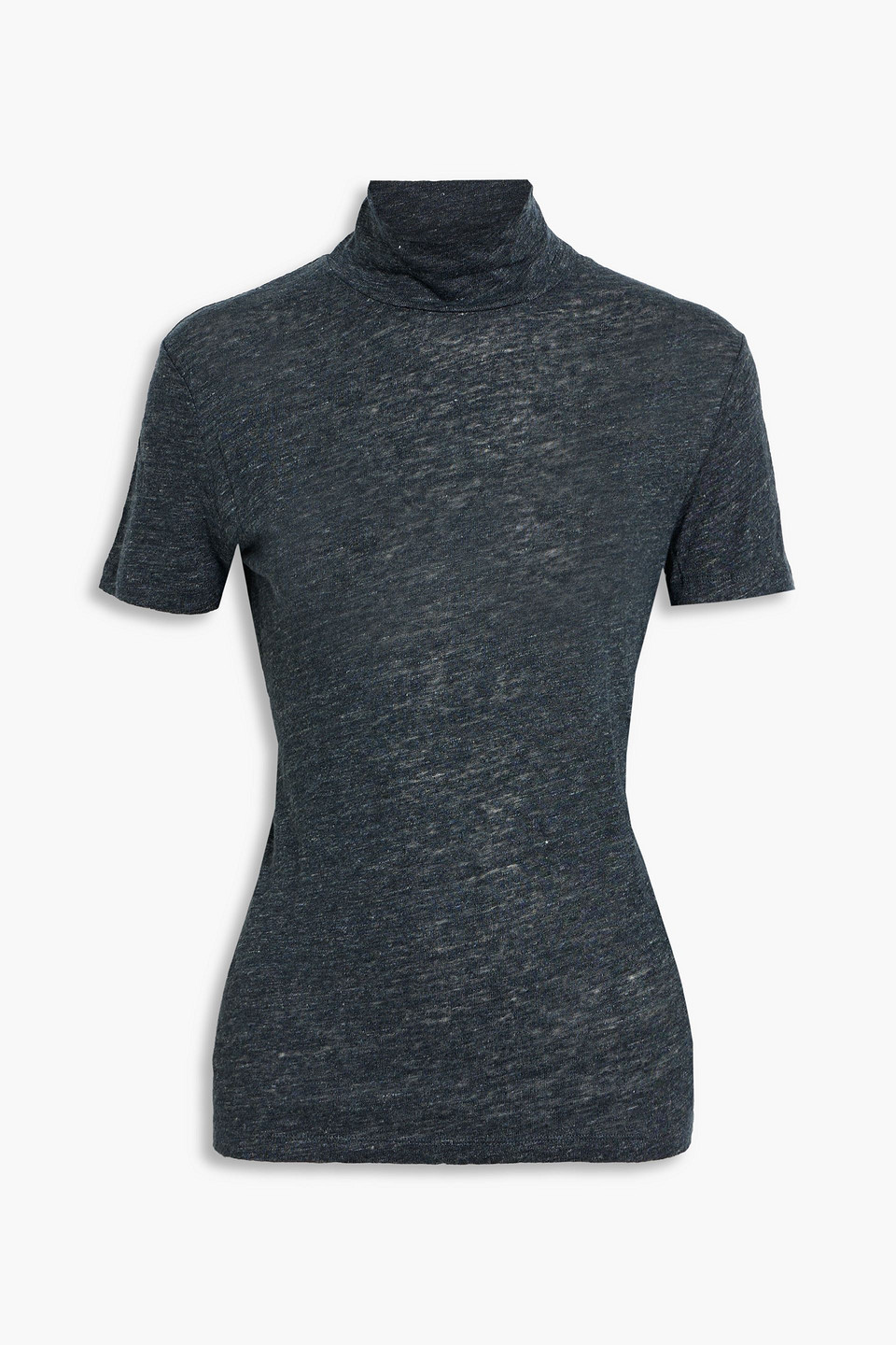 Iro Wake Mélange Linen-jersey Turtleneck Top In Dark Gray