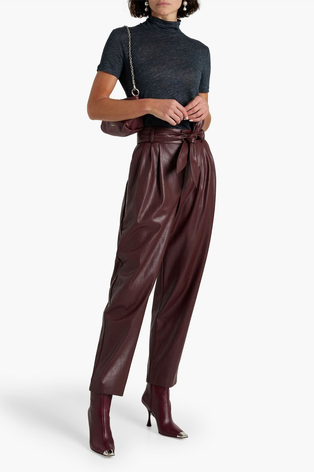 IRO Wake mélange linen-jersey turtleneck top
