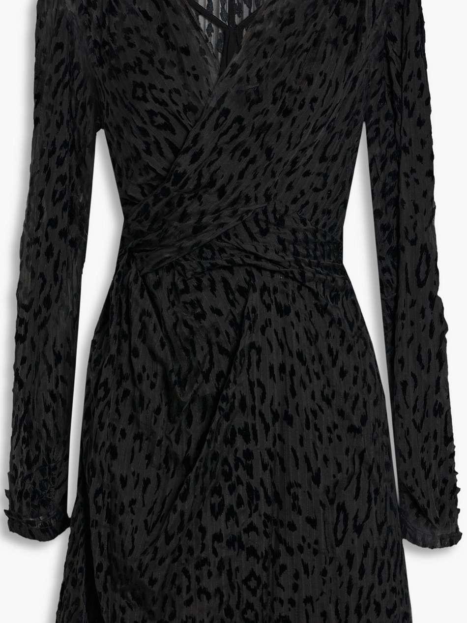 layana wrap-effect devoré silk-chiffon mini dress