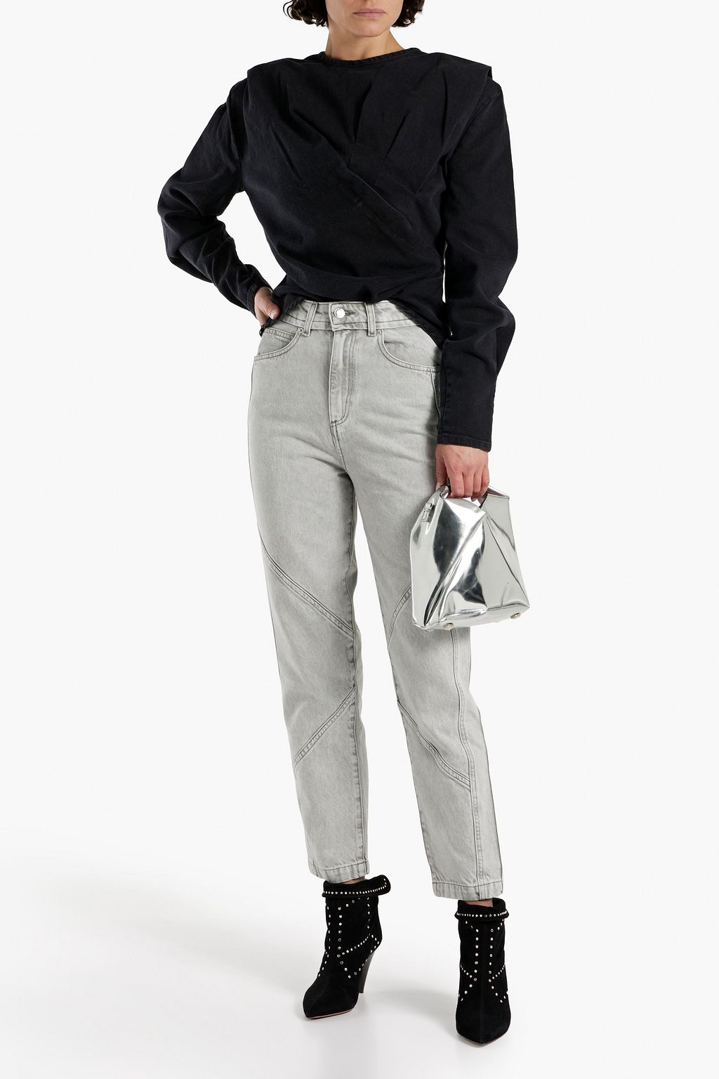 IRO Milley pleated denim top