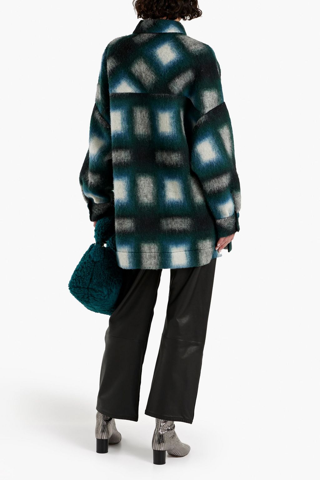 IRO Harwel karierter Oversized-Mantel aus Filz aus einer gebürsteten Wollmischung
