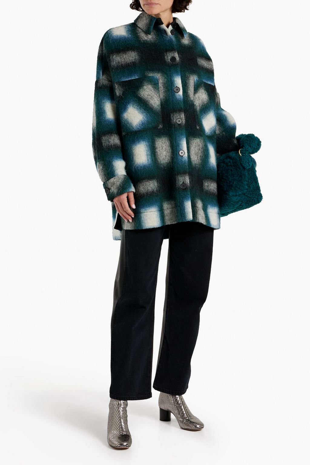 IRO Harwel karierter Oversized-Mantel aus Filz aus einer gebürsteten Wollmischung
