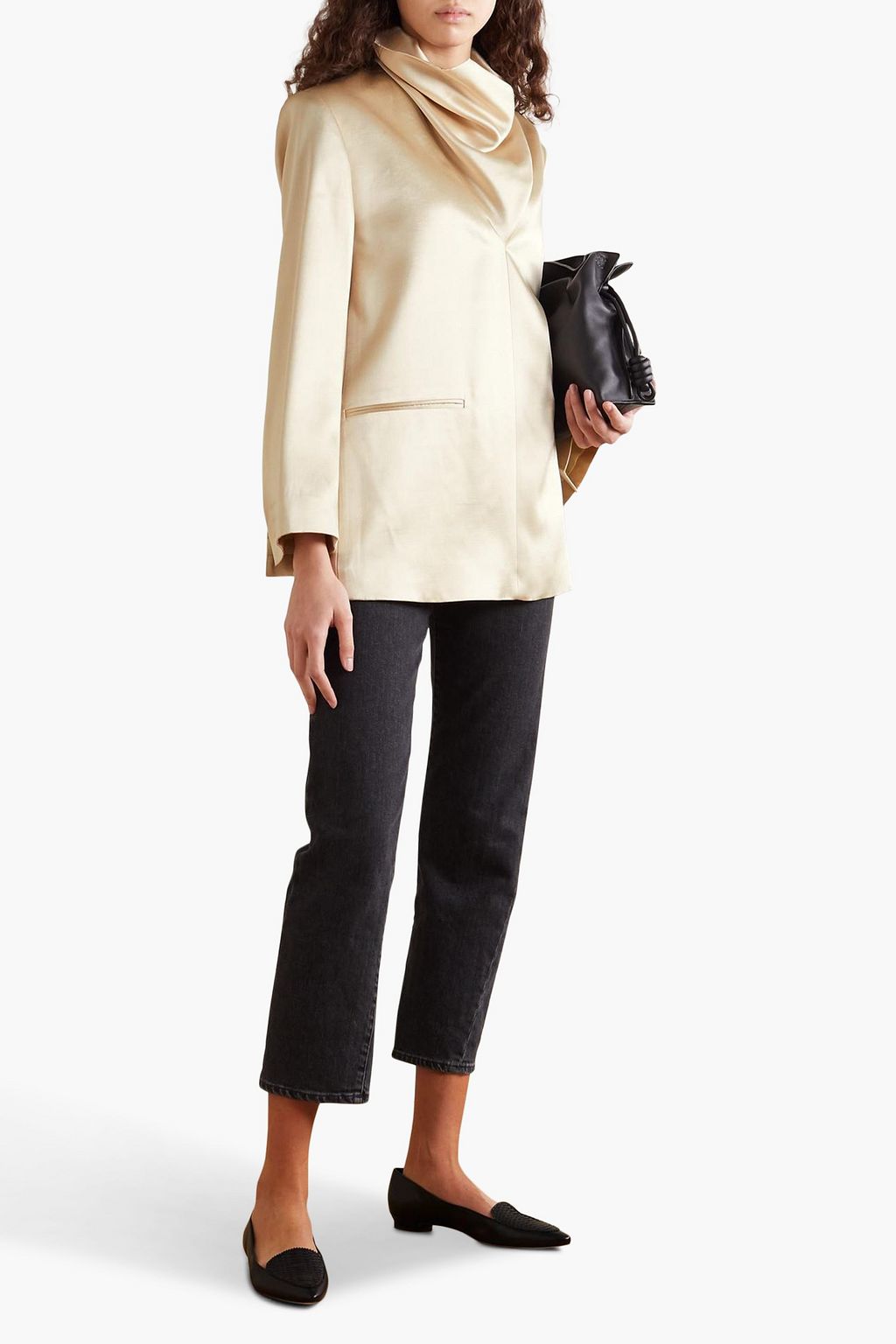 TOTEME Apremont draped satin turtleneck blazer
