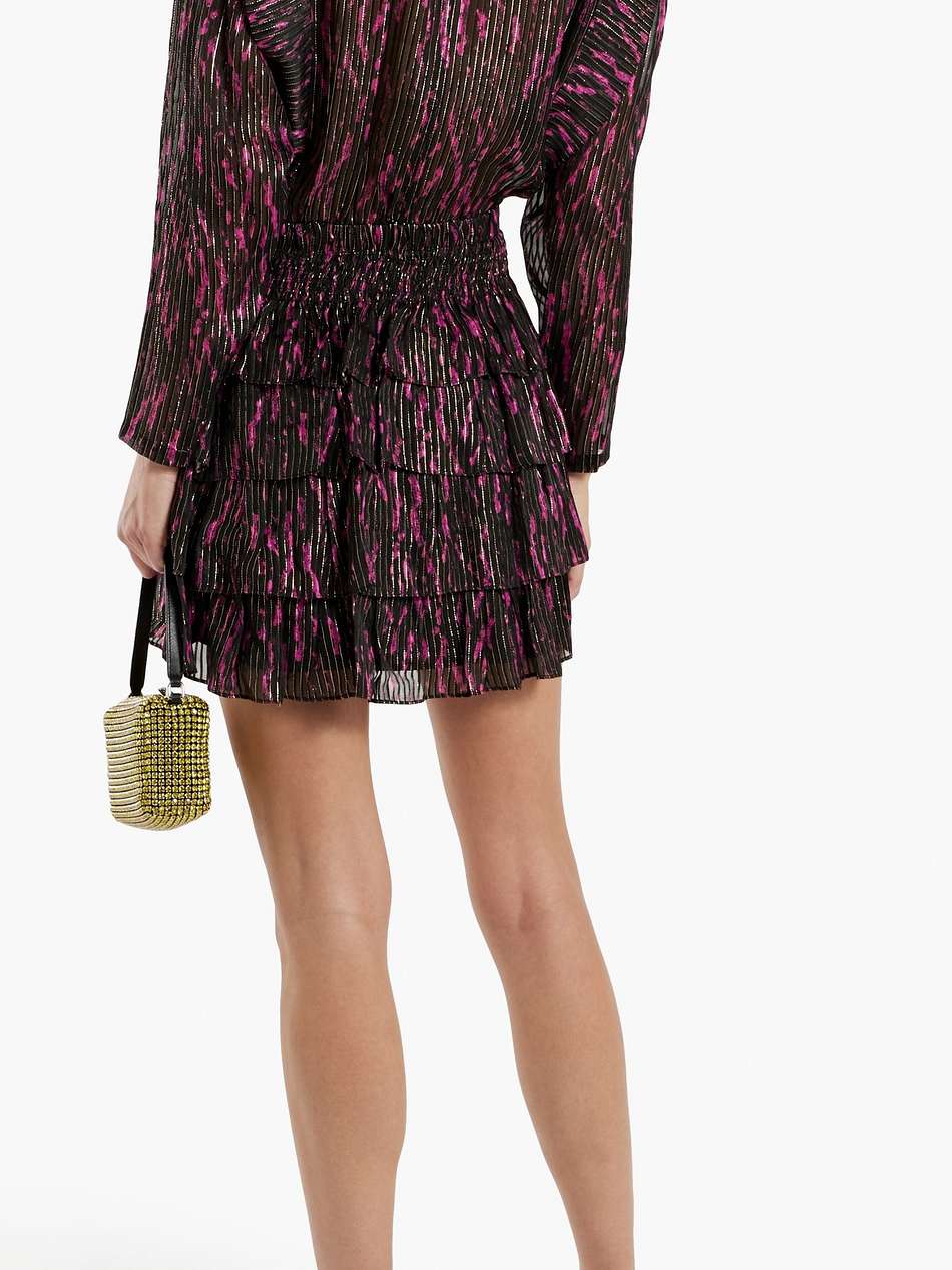 anael tiered printed silk-blend jacquard mini dress