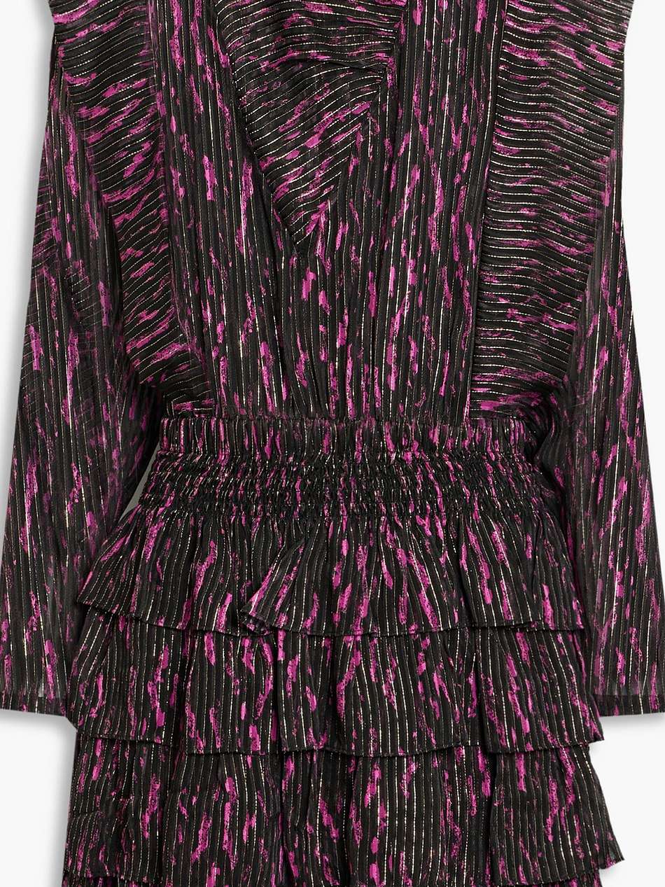anael tiered printed silk-blend jacquard mini dress
