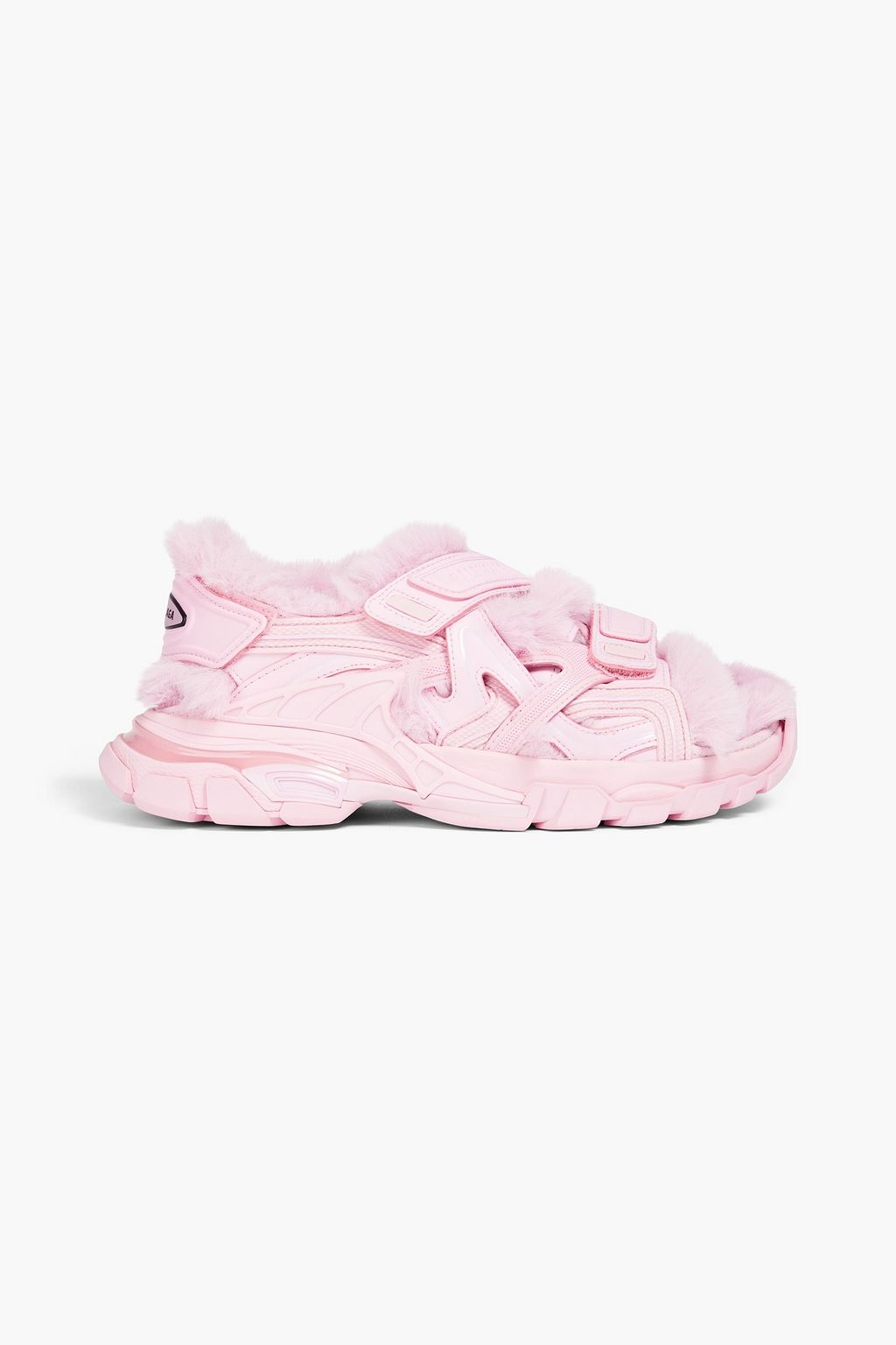 Baby pink Track faux shearling-lined rubber sandals | BALENCIAGA | THE  OUTNET