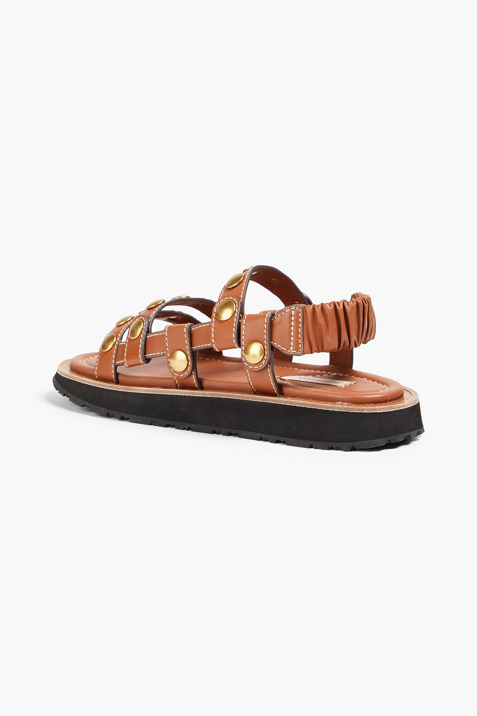 Shop Zimmermann Studded Leather Slingback Sandals In Tan