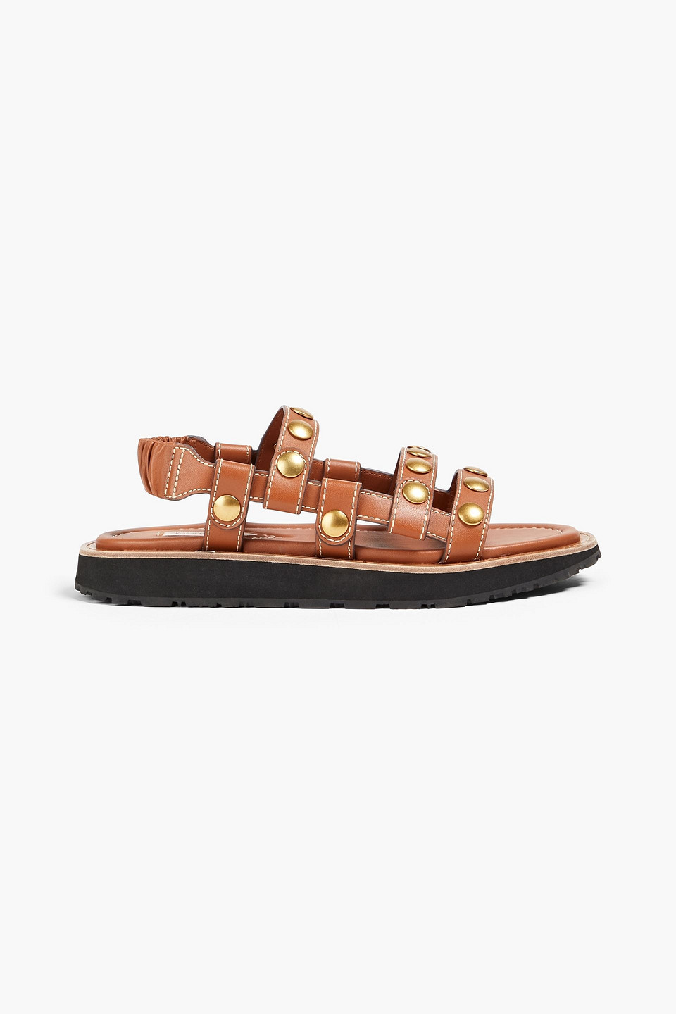 Shop Zimmermann Studded Leather Slingback Sandals In Tan