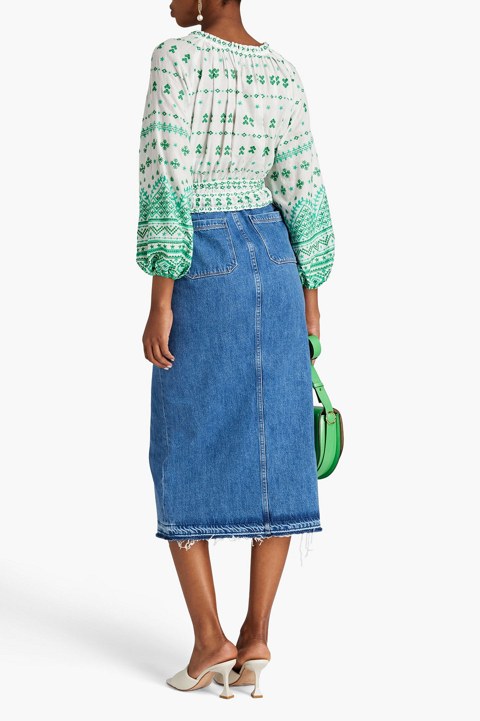 Maje Lolipana Geometric-embroidered Cotton Top In Ecru