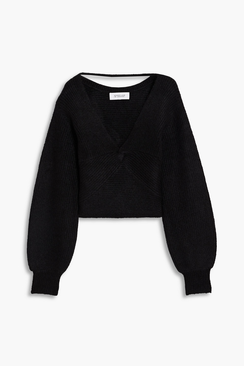 Derek Lam 10 Crosby Marnie Twist-front Brushed Ribbed-knit Sweater In Black