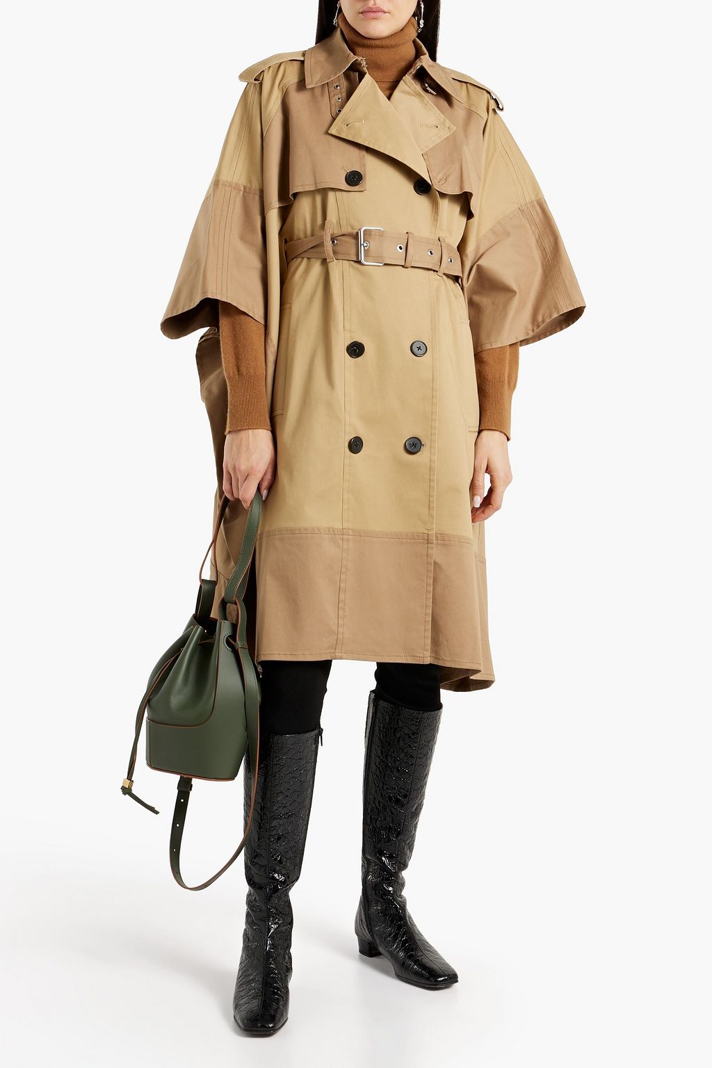 DEREK LAM 10 CROSBY Douglas two-tone cotton-blend gabardine trench coat