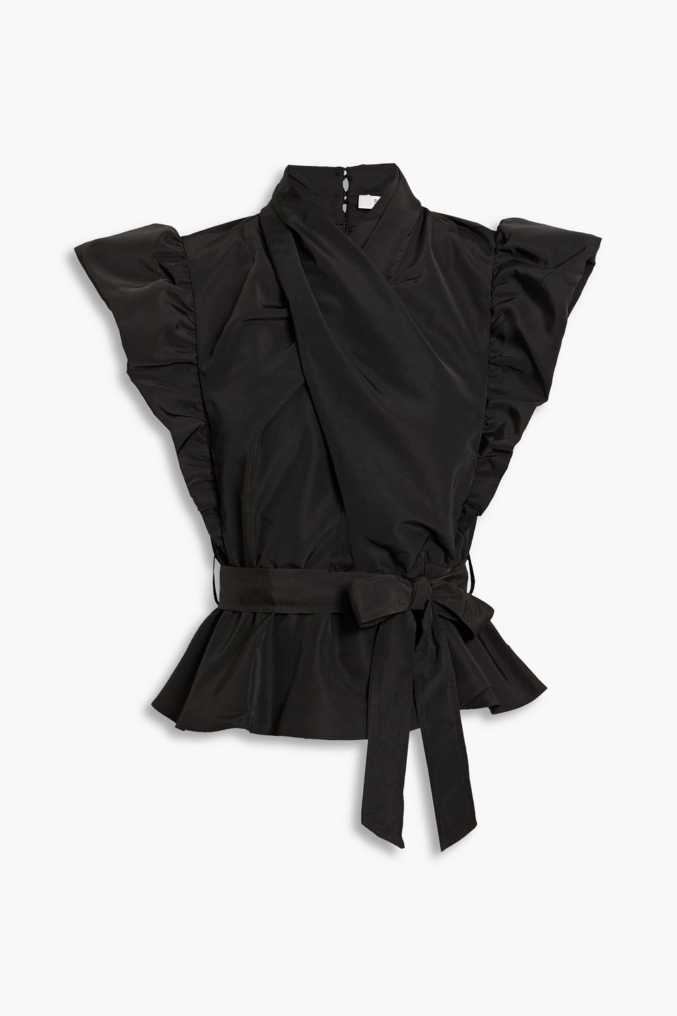 Derek Lam 10 Crosby Wrap-effect Cutout Shell Peplum Top In Black