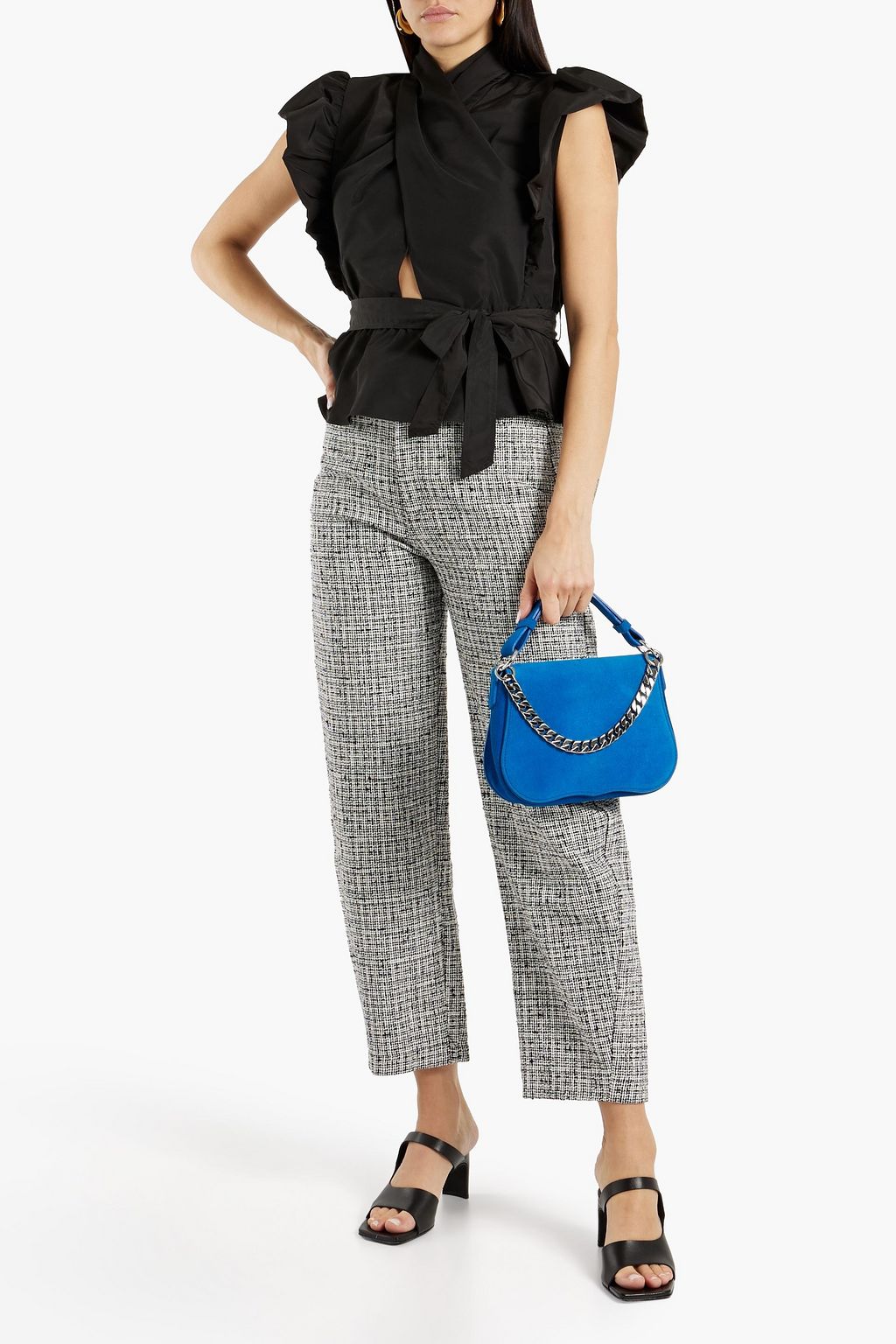 DEREK LAM 10 CROSBY Brynn wrap-effect cutout shell peplum top