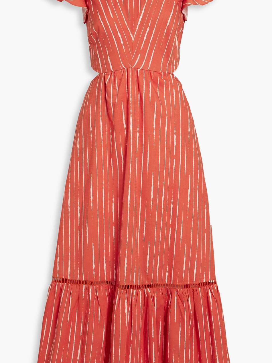 georgia cutout striped cotton-gauze midi dress
