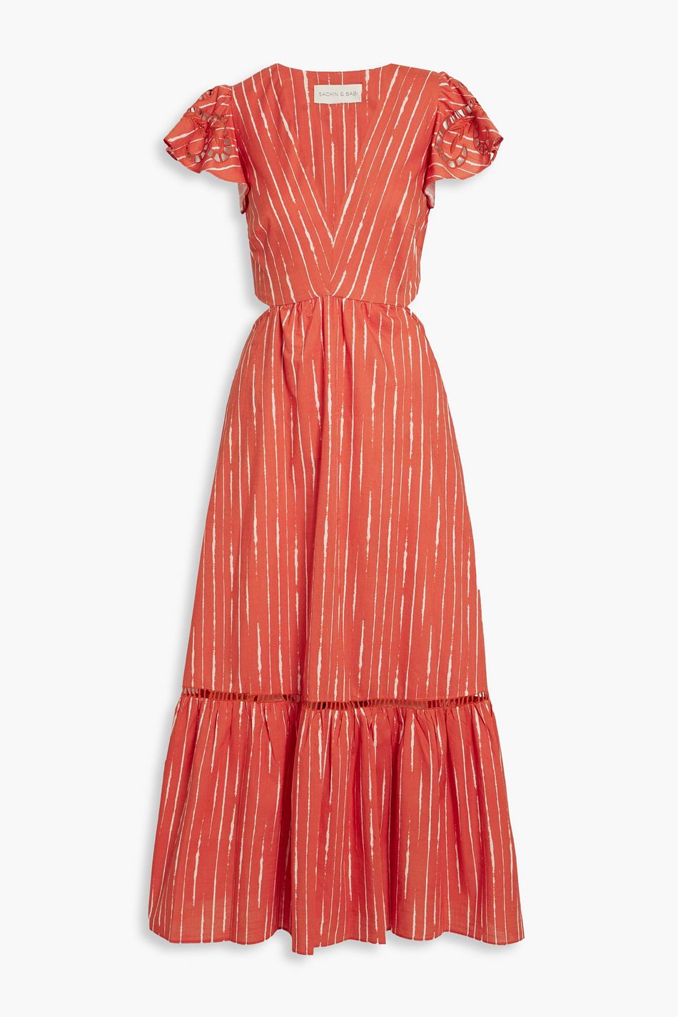 SACHIN & BABI cutout striped cottongauze midi dress THE
