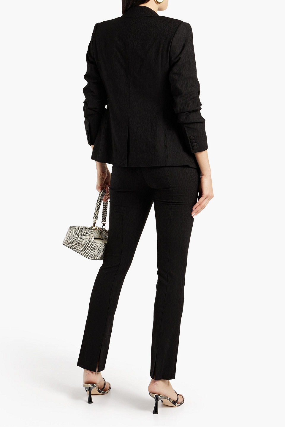 Derek Lam 10 Crosby Lori Slim Straight Leopard Pants In Black
