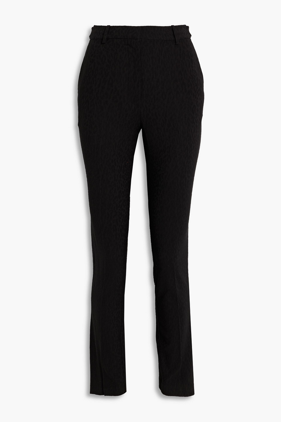 Shop Derek Lam 10 Crosby Leopard-jacquard Slim-leg Pants In Black