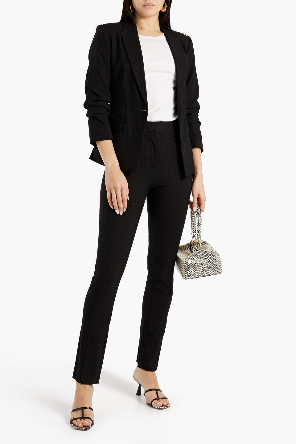 Derek Lam 10 Crosby Lori Slim Straight Leopard Pants In Black