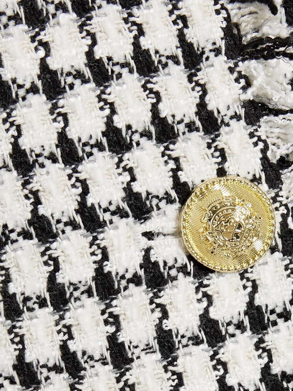 checked bouclé-tweed mini dress