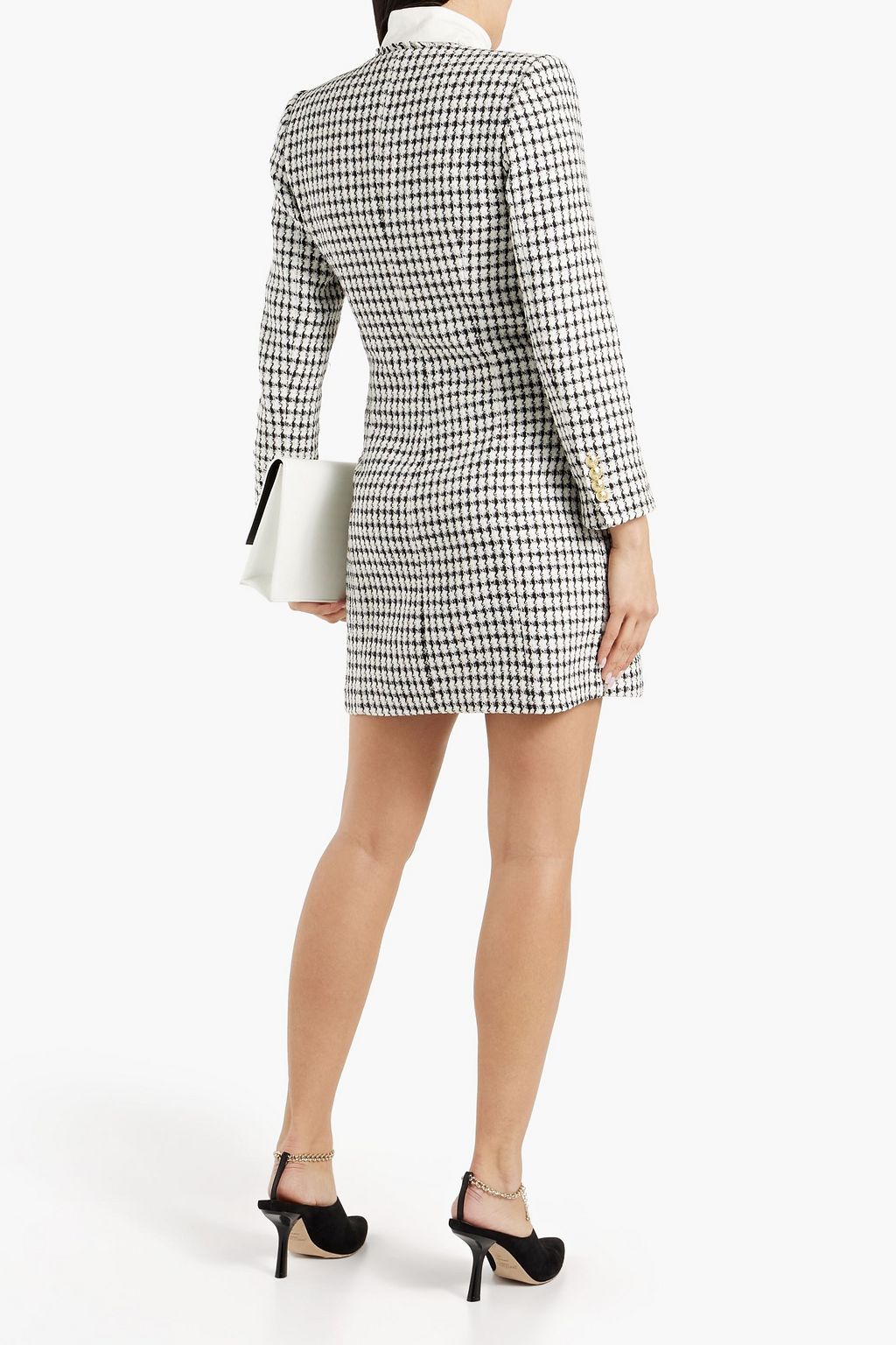 DEREK LAM 10 CROSBY Checked bouclé-tweed mini dress