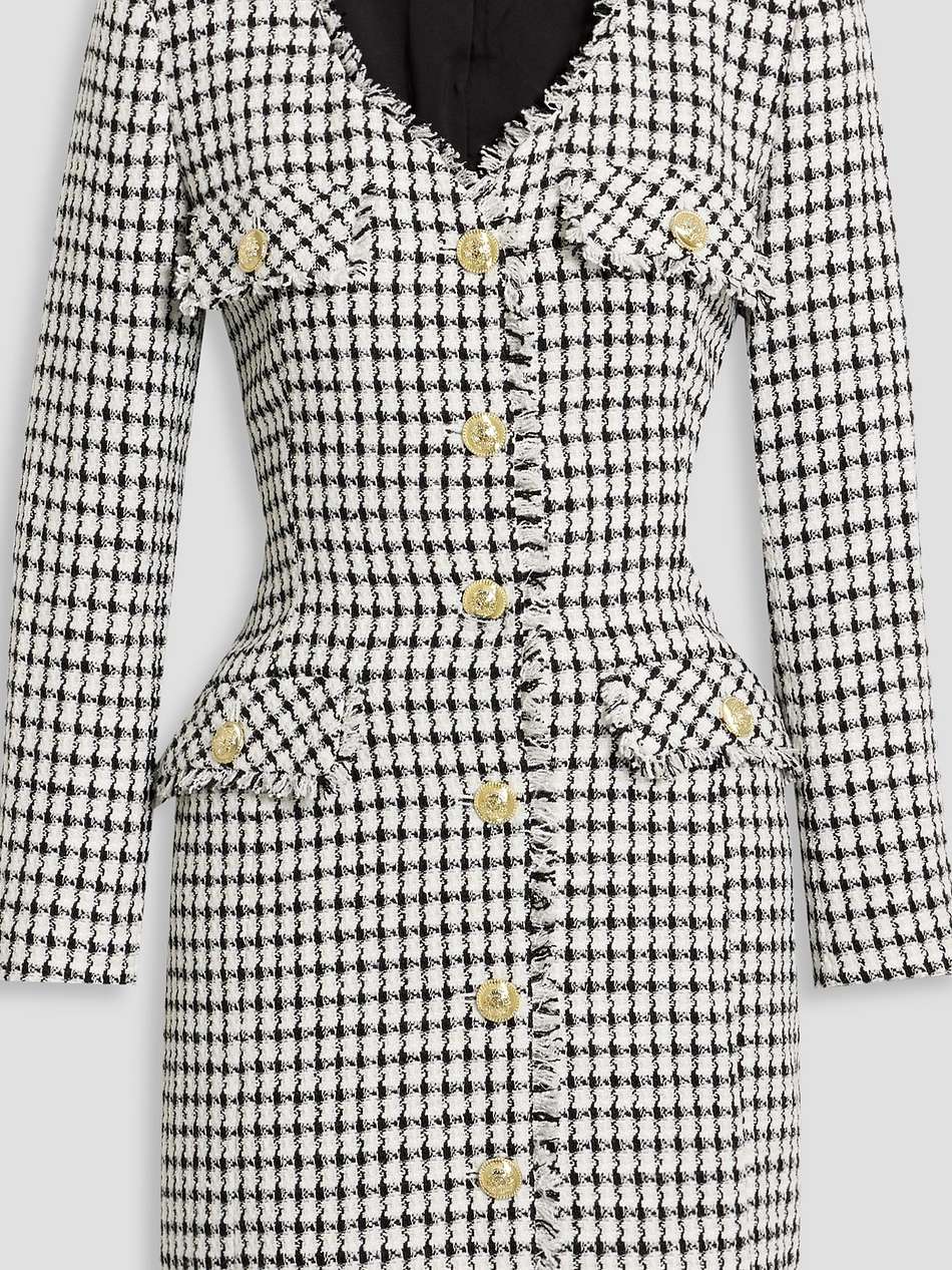 checked bouclé-tweed mini dress
