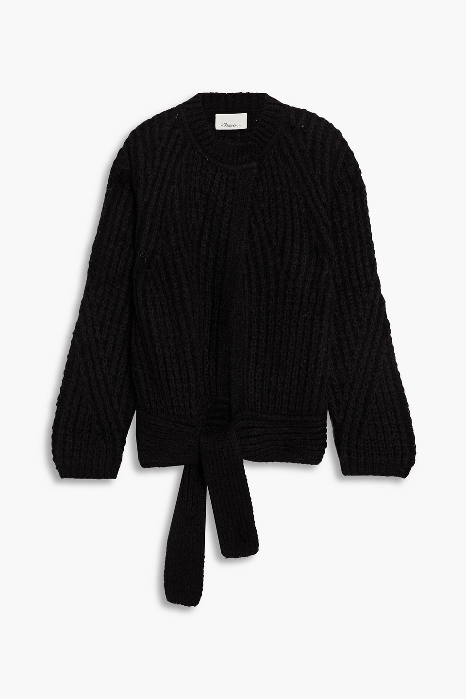 3.1 Phillip Lim / フィリップ リム Tie-front Ribbed-knit Sweater In Black